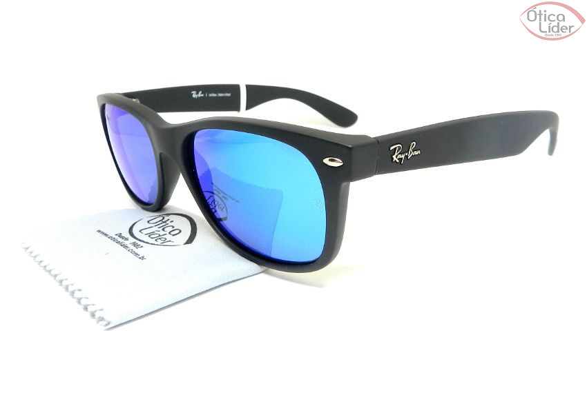 Ray-Ban RB2132ll 622/17 55 New Wayfarer Preto Espelhado Azul