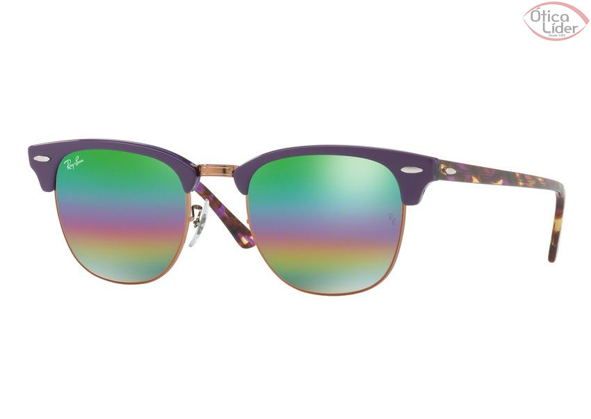 Ray-Ban RB 3016 1221/c3 51 Clubmaster Violeta/Mesclado Espelhado