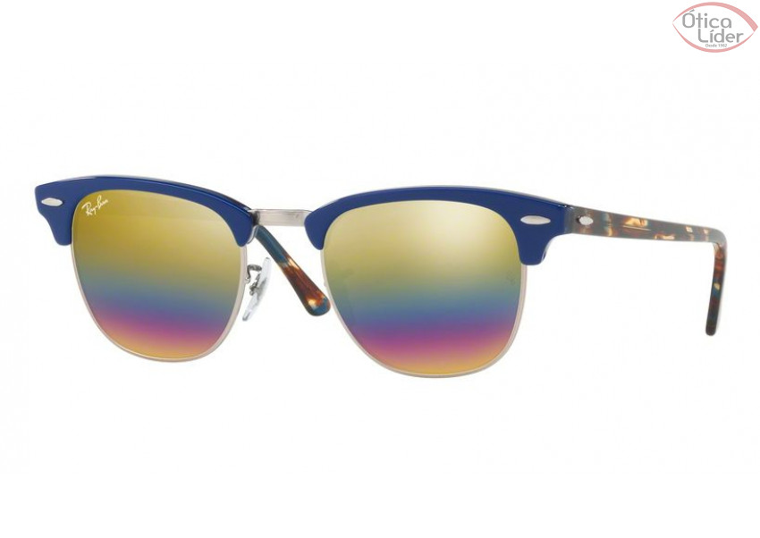 Ray-Ban RB 3016 1223/c4 51 Clubmaster Azul/Mesclado Espelhado