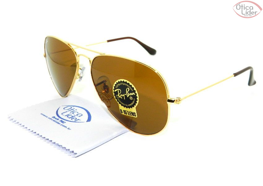 Ray-Ban RB 3025l 001/33 58 Aviador Metal Dourado / Lente Marrom