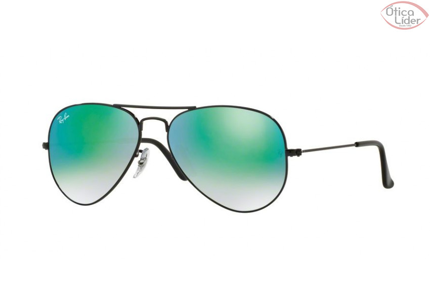 Ray-Ban RB 3025 002/4j 55 Aviador Metal Preto Lente Verde Degradê