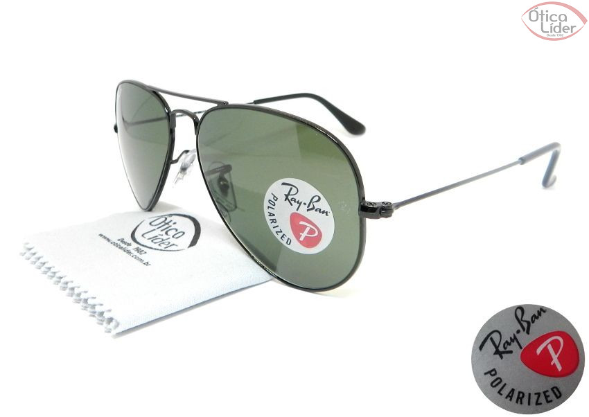 Ray-Ban RB 3025 002/58 55 Metal Preto Polarizado 
