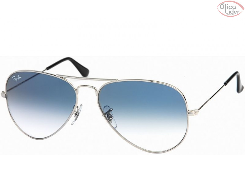Ray-Ban RB 3025 003/3f 55 Aviador Metal Prata Lente Azul Degradê