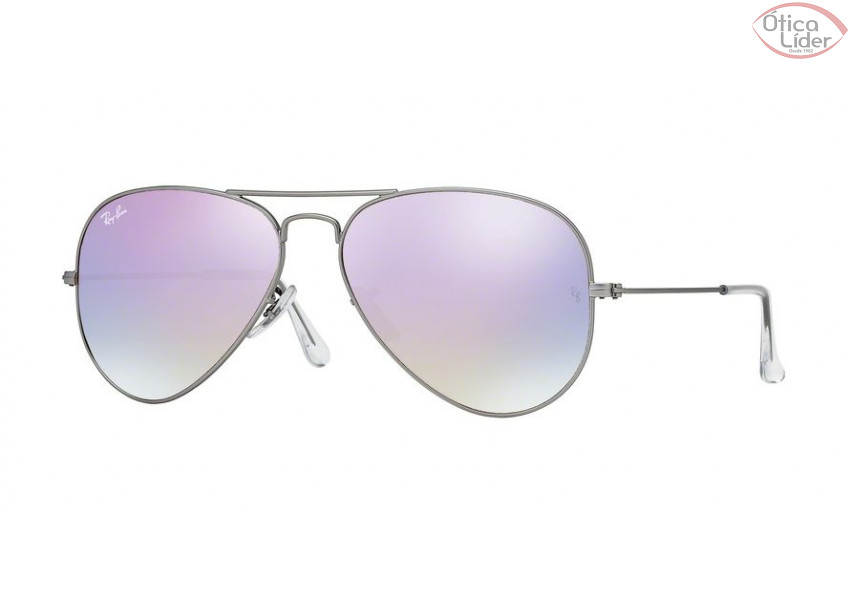 Ray-Ban RB3025 019/7x 58 Aviador Metal Prata Lente Lilás Degradê