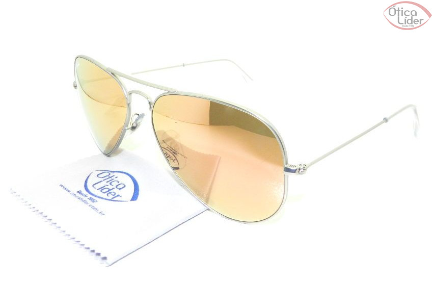Ray-Ban RB 3025 019/z2 58 Aviador Metal Prata / Rosê Espelhado