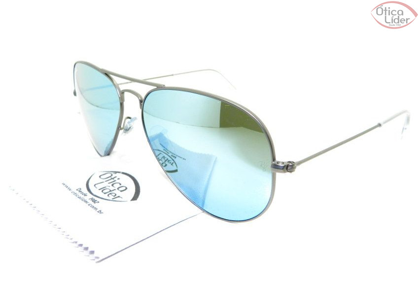 Ray-Ban RB 3025 029/30 58 Aviador Metal Prata / Azul Espelhado