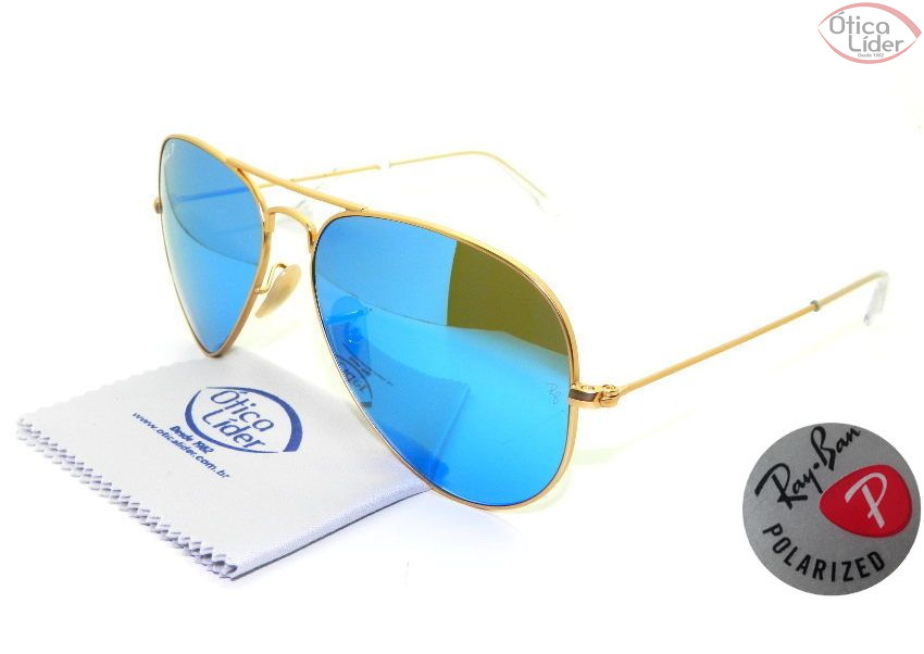 Ray-Ban RB 3025 112/4l 58 Aviador Metal Dourado Espelhado Polarizado