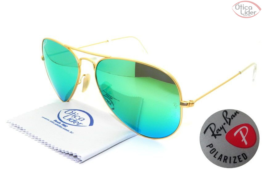 Ray-Ban RB 3025 112/p9 58 Aviador Verde Espelhado Polarizado
