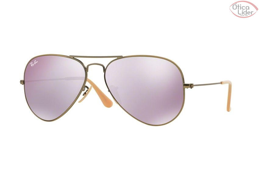 Ray-Ban RB 3025 167/4k 58 Aviador Metal Bronze Lente Lilás Espelhado