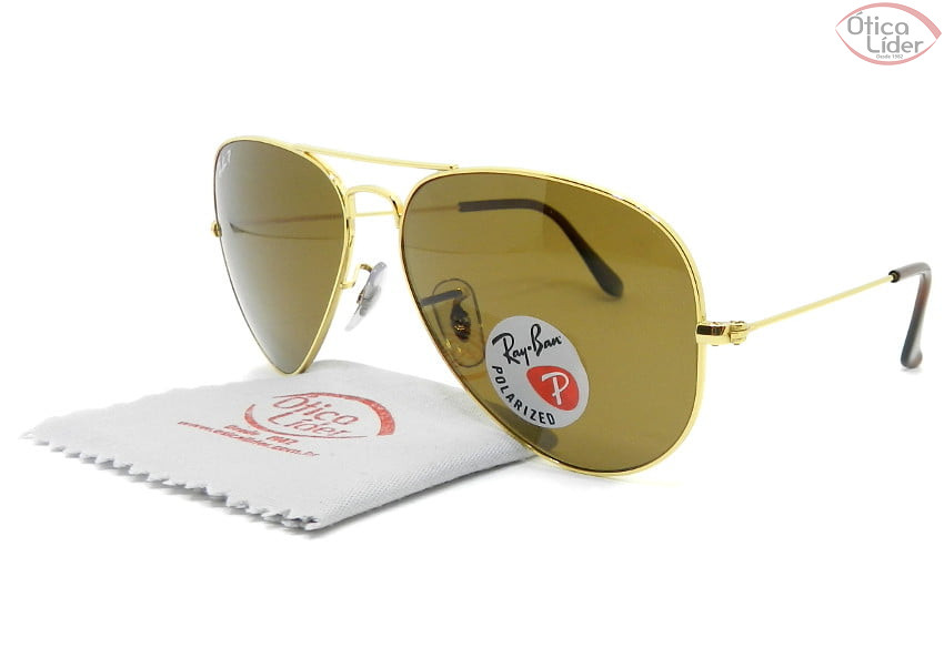 Ray-Ban RB3025l 001/57 58 Aviador Metal Dourado Polarizado