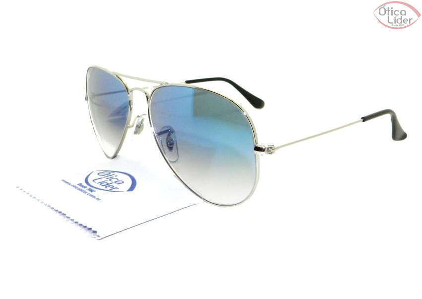 Ray-Ban RB3025l 003/3f 58 Aviador Prata Lente Azul Degradê