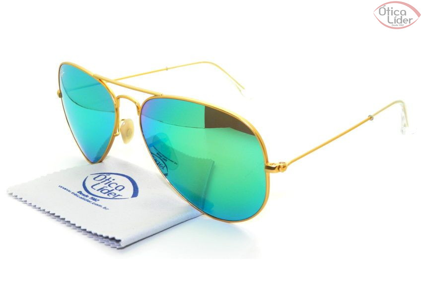 Ray-Ban RB3025l 112/19 58 Aviador Metal Dourado Verde Espelhado