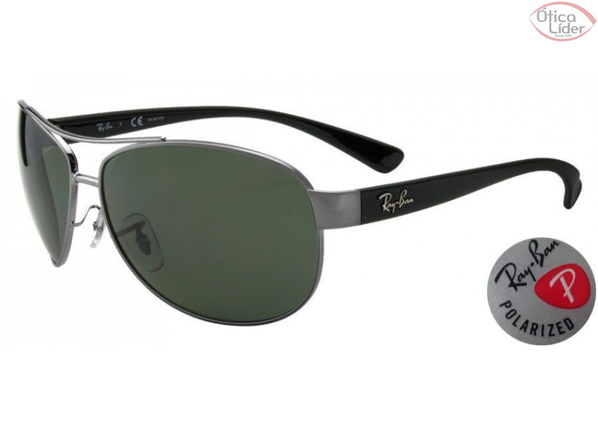 Ray-Ban RB 3386 004/9a 63 Polarizado Metal Chumbo / Acetato Preto