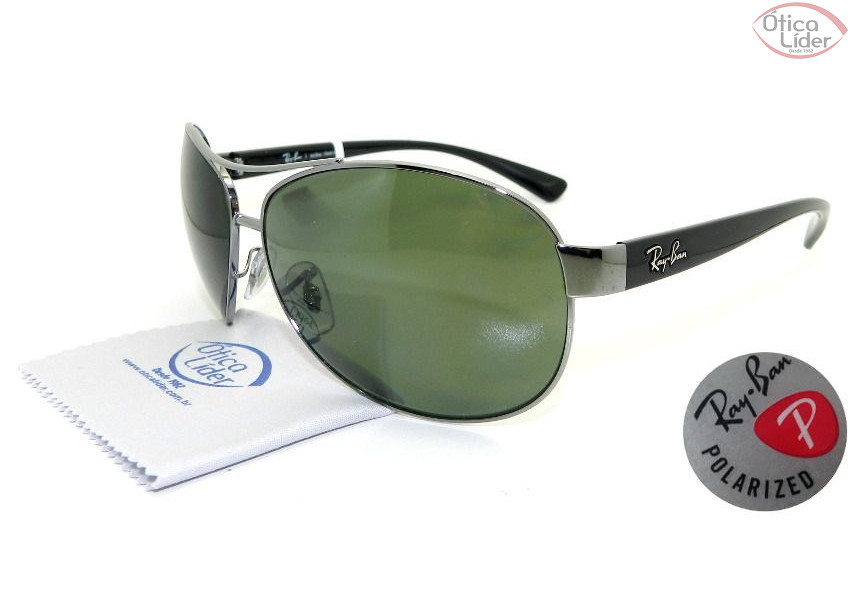 Ray-Ban RB 3386l 004/9a 67 Aviador Metal Chumbo / Preto Polarizado