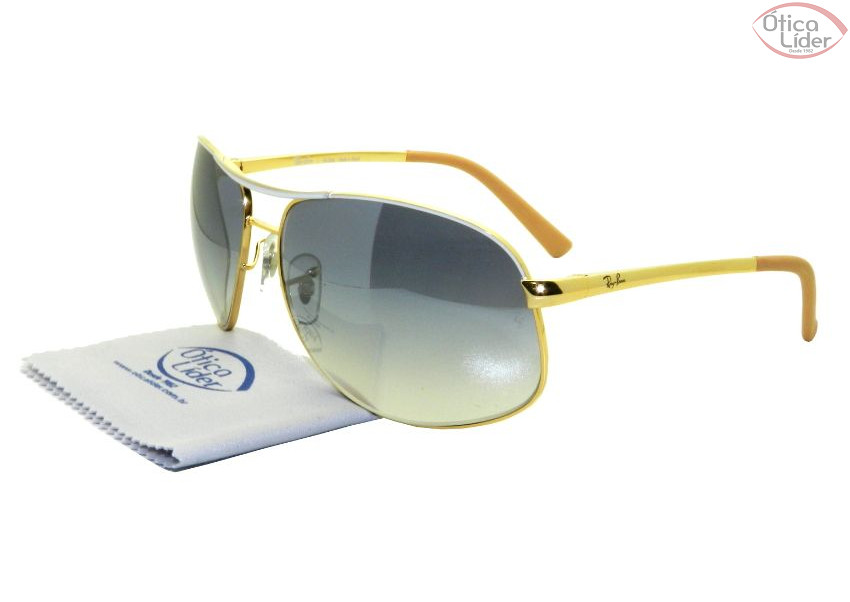 Ray-Ban RB 3387l 077/7b 64 Aviador Metal Dourado / Branco