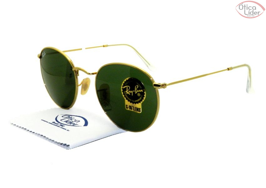 Ray-Ban RB3447l 001 53 Round Metal Dourado g15