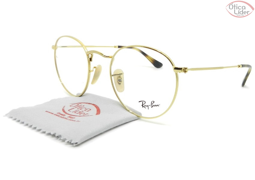 Ray Ban Rx3447v 2500 50 Round Metal Dourado Ate De Desconto Na Otica Lider