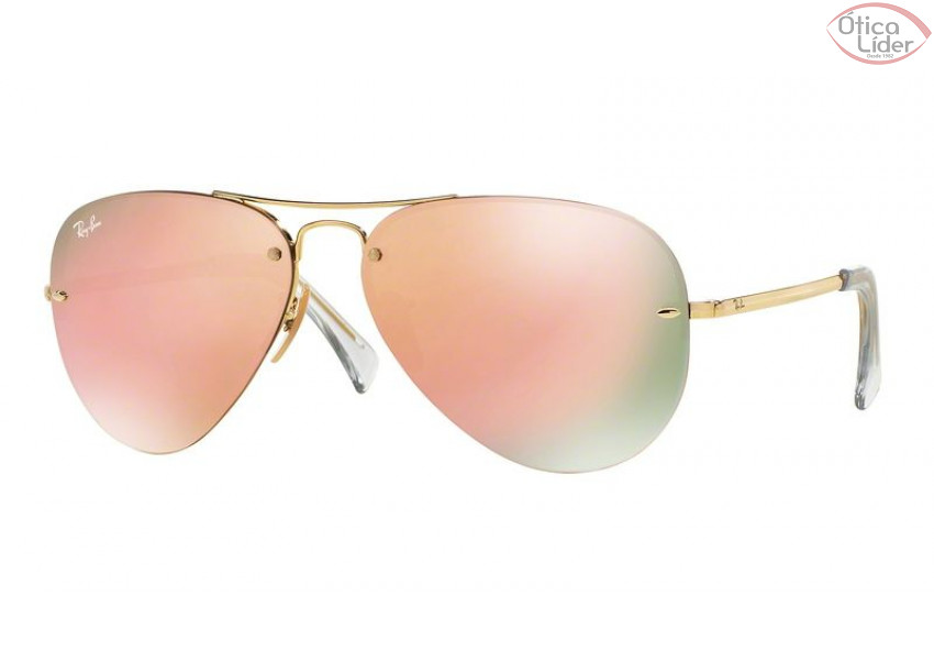 Ray-Ban RB 3449 001/2y 59 Aviador Metal Dourado Espelhado