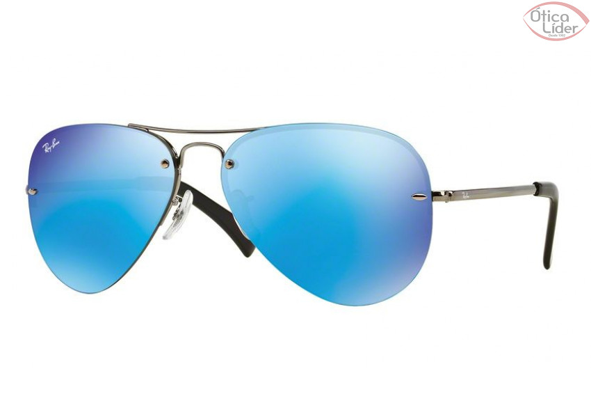 Ray-Ban RB3449 004/55 59 Aviador Metal Chumbo Espelhado Azul