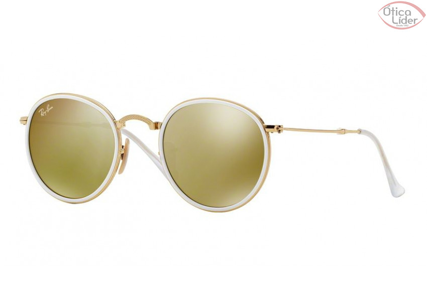 Ray-Ban RB 3517 001/93 51 Round Dourado Dobrável Espelhado