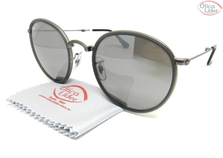 Ray-Ban RB3517 029/n8 51 Round Metal Grafite Dobrável