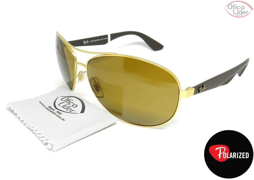 Ray-Ban RB3526l 112/83 63 Aviador Metal Dourado / Marrom Polarizado