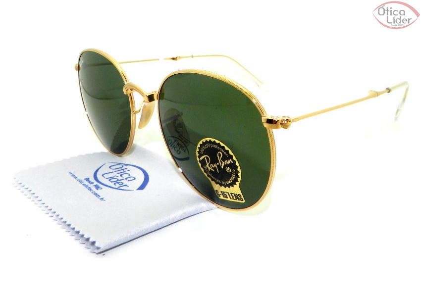 Ray-Ban RB 3532 001 53 Round Dourado G15 Dobrável
