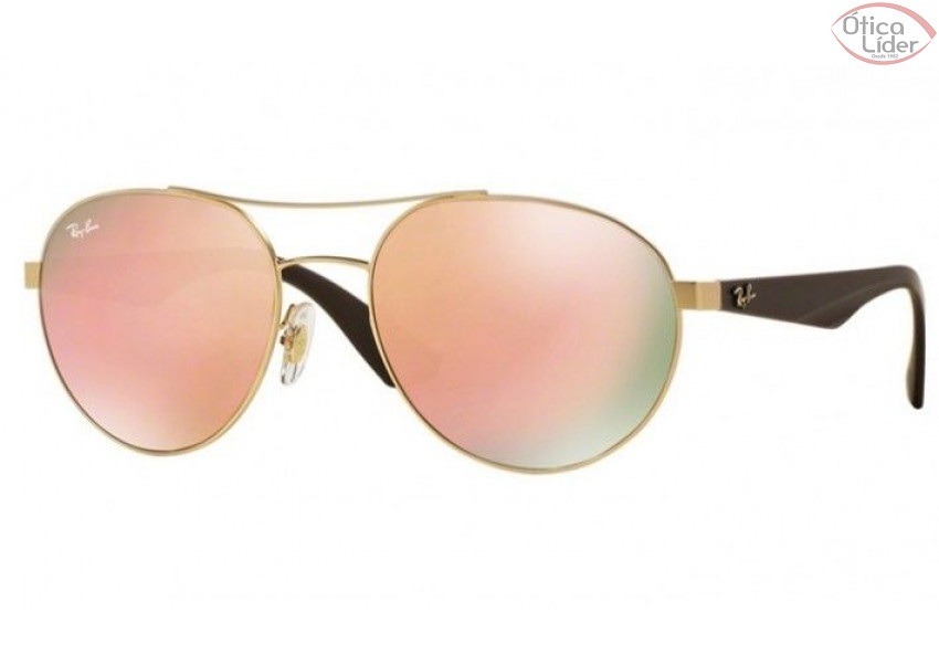 Ray-Ban RB 3536 112/2y 55 Aviador Metal Dourado / Marrom