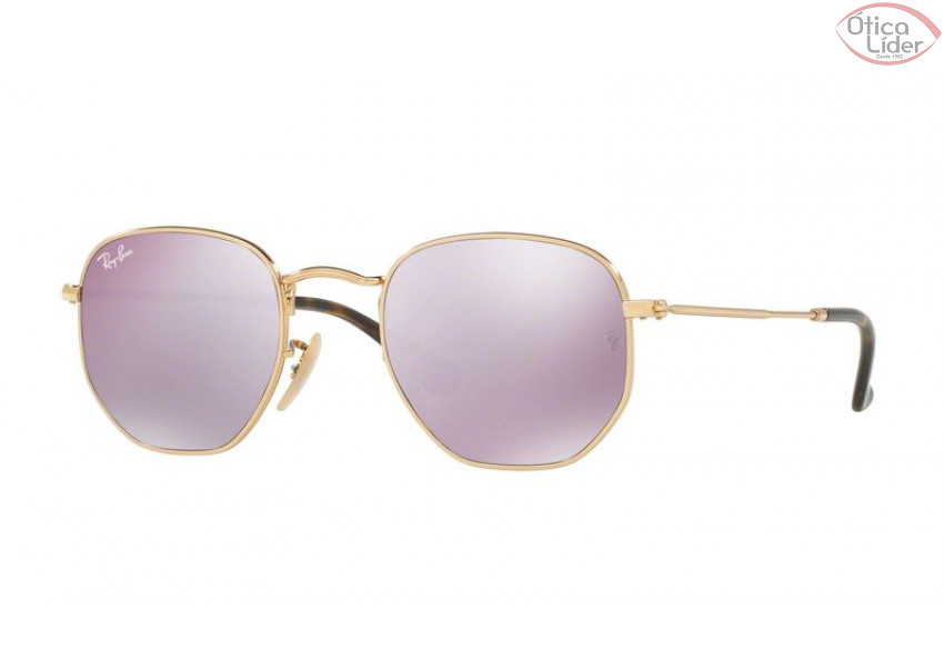 Ray-Ban RB 3548n 001/8o 54 Hexagonal Metal Dourado Espelhado