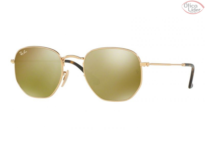 Ray-Ban RB3548n 001/93 54 Hexagonal Espelhado Dourado