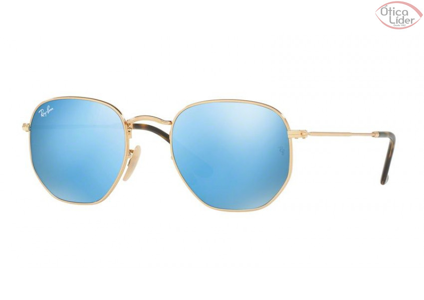 Ray-Ban RB 3548n 001/9o 54 Hexagonal Metal Espelhado Azul