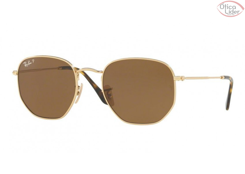 Ray-Ban RB3548n 001/57 54 Hexagonal Dourado / Lente Marrom