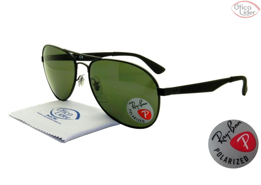 Ray-Ban RB3549 006/9a 61 Aviador Metal Preto Polarizado