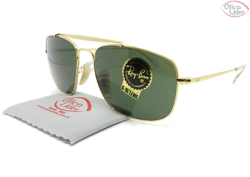 Ray-Ban The Colonel RB3560 001 58 Metal Dourado Lente Verde G15