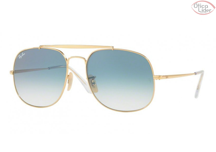 Ray-Ban RB 3561 001/3f 57 General Metal Dourado Azul Degradê