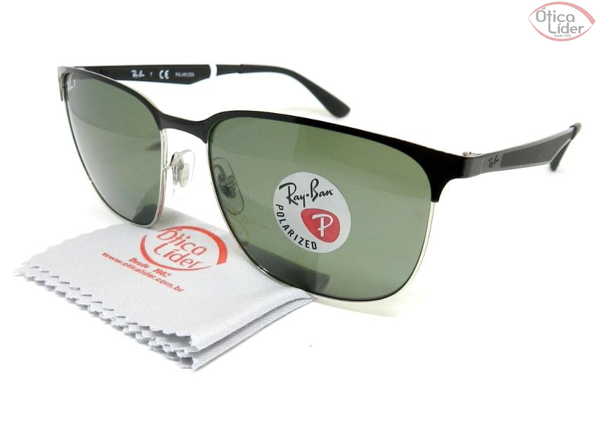 Ray-Ban RB3569 9004/9a 59 Metal Preto / Prata Polarizado