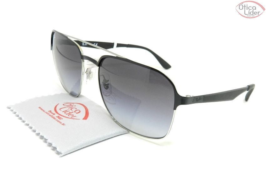 Ray-Ban RB3570 9004/8g 58 Metal Prata/Preto Cinza Degradê