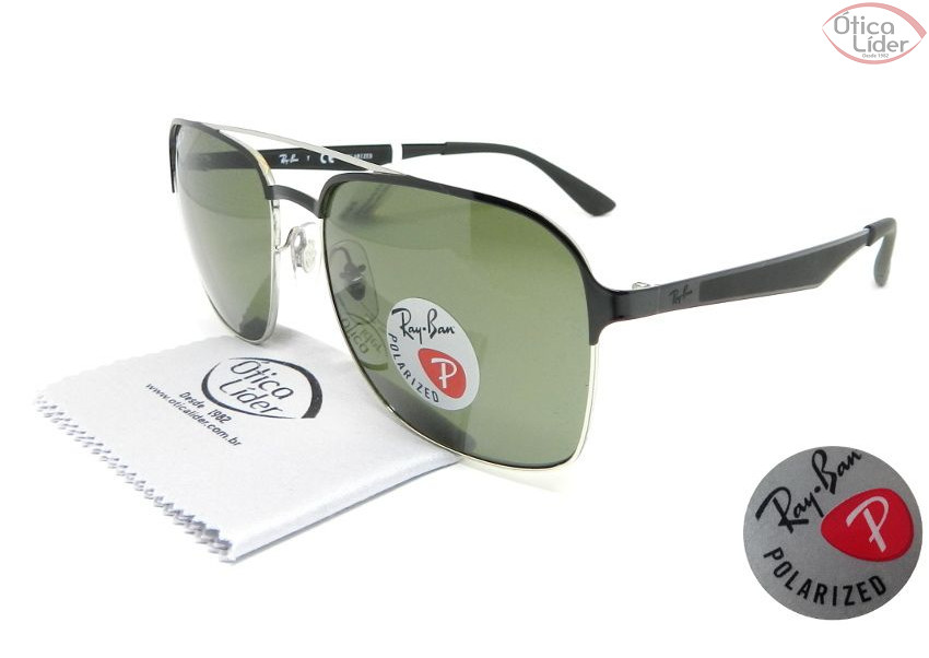 Ray-Ban RB3570 9004/9a 58 Metal Preto / Prata Polarizado