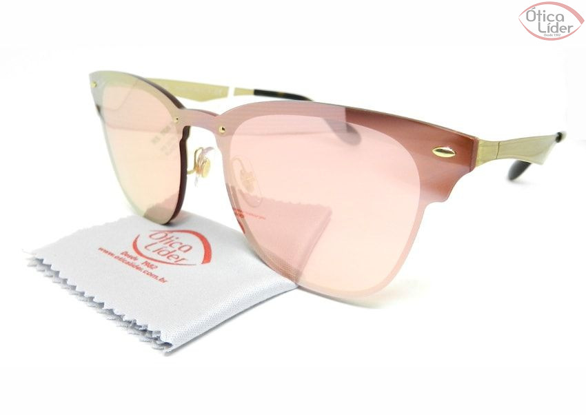 RAY-BAN BLAZE RB3576n 043/E4 47 Clubmaster Dourado / Rosê Espelhado