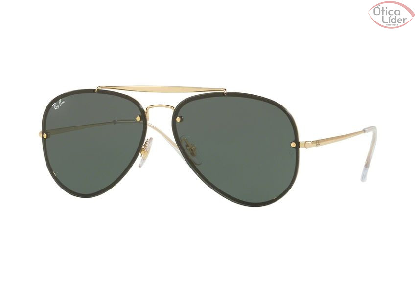 Ray-Ban RB 3584n 905071 61 Blaze Aviador Metal Preto / Dourado