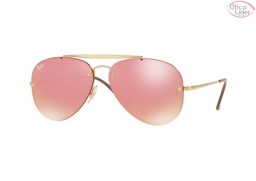 Ray-Ban RB 3584n 9052e4 61 Blaze Aviador Metal Dourado Espelhado