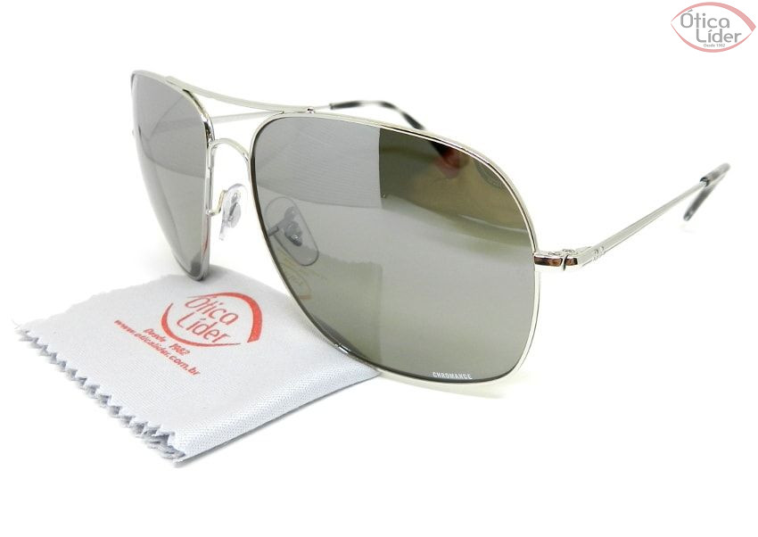 Ray-Ban Chromance RB3587ch 003/5j 61 Metal Prata Espelhado Polarizado