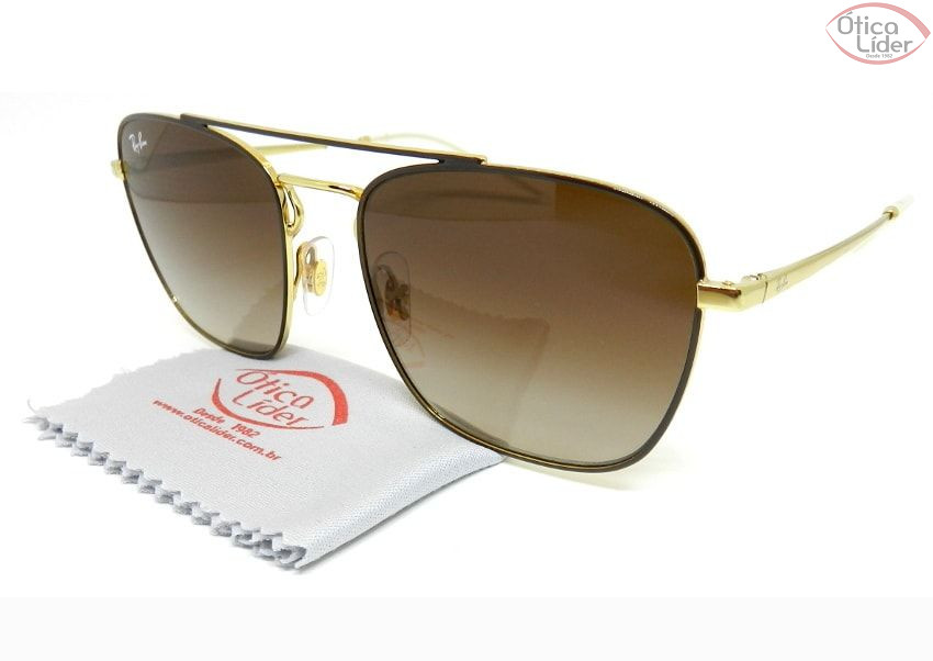 Óculos de Sol Ray-Ban RB3588 9055/13 55 Metal Marrom / Dourado