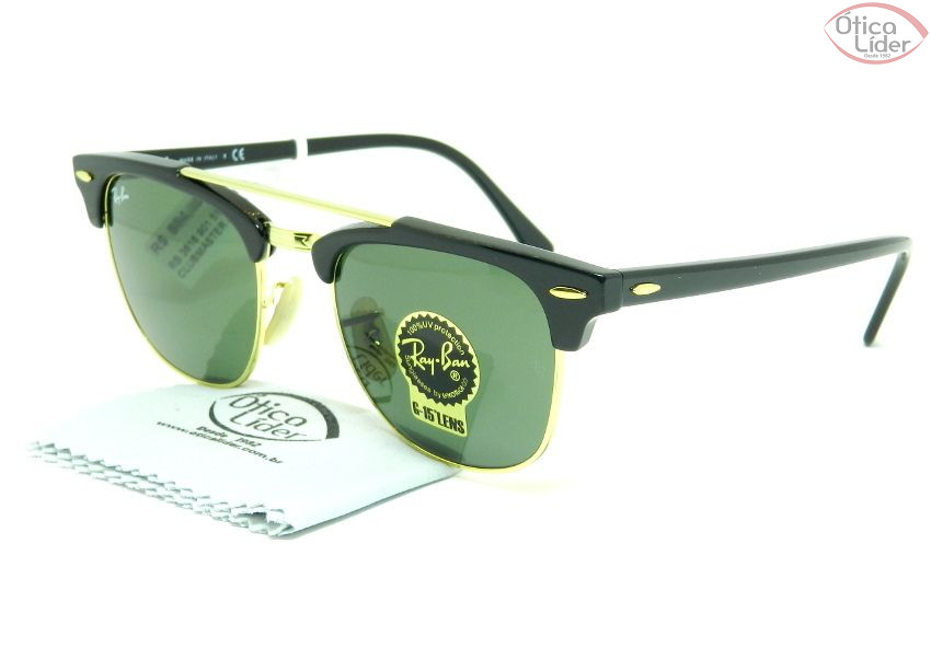 Ray-Ban RB3816 901 51 Clubmaster Doublebridge Preto / Dourado