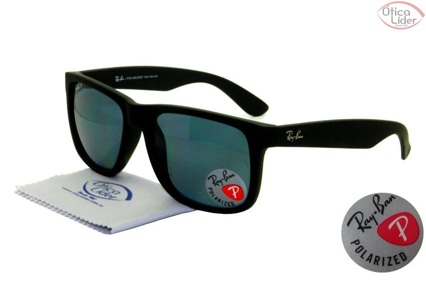 RAY-BAN JUSTIN RB4165L 622/2V 55 Acetato Preto Polarizado