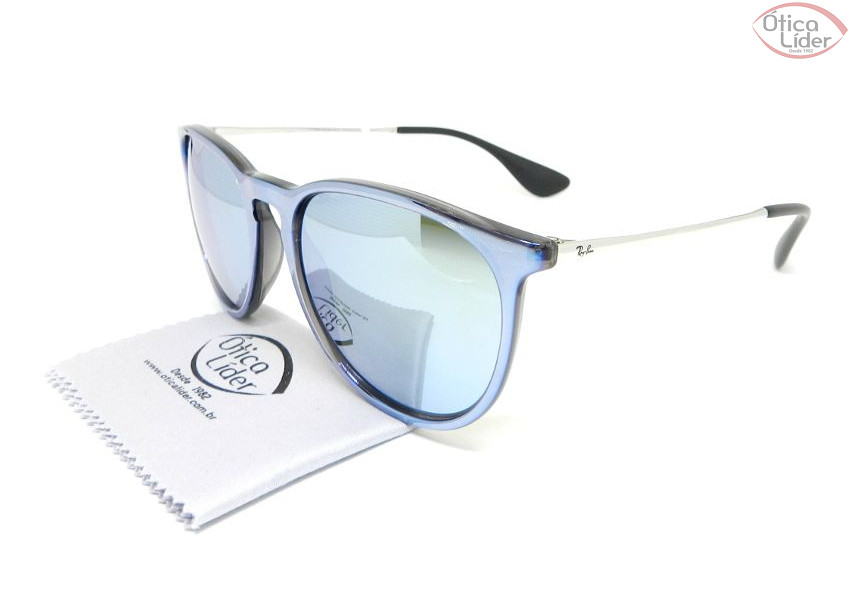 Ray-Ban RB4171 6319/30 54 Erika Acetato Cinza / Metal Prata Espelhado