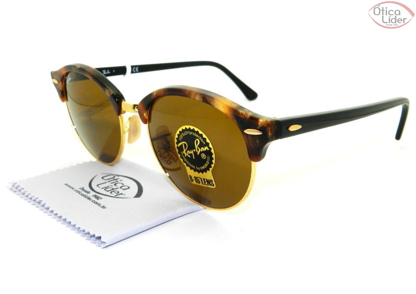 Ray-Ban RB4246 1160 51 Clubmaster Acetato Mesclado / Preto