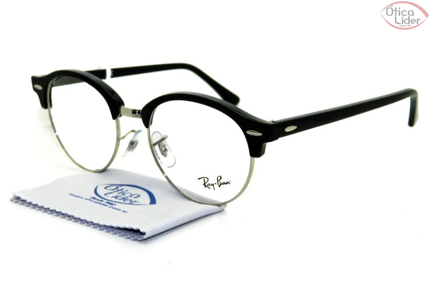 Ray-Ban RX4246v 2000 49 Clubround Metal / Acetato Preto