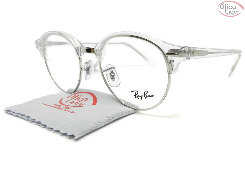 Ray-Ban RX4246-v 2001 49 Clubround Acetato Cristal / Prata