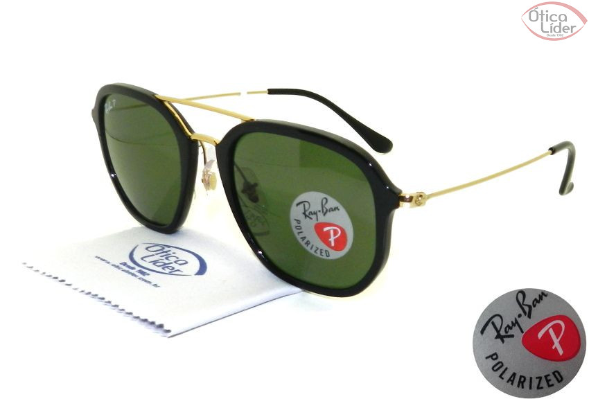 Ray-Ban RB 4273 601/9a 52 Hexagonal Preto / Dourado Polarizado